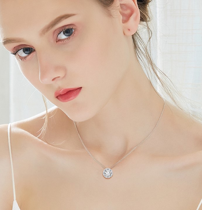 Kristal Taşlı Minik Kalp Detaylı Tek Taş Kolye - n0845 Görseli